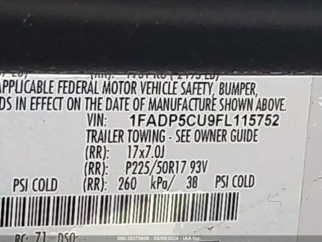 1FADP5CU9FL115752 Ford C-max Energi Sel