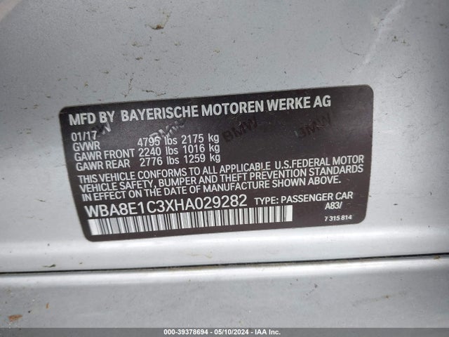 WBA8E1C3XHA029282 BMW 330e Iperformance