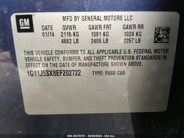 Chevrolet Malibu 2lz 2014 1G11J5SX8EF202722 Image 9