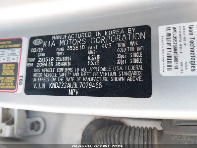 KNDJ22AU3L7029466 KIA SOUL LX