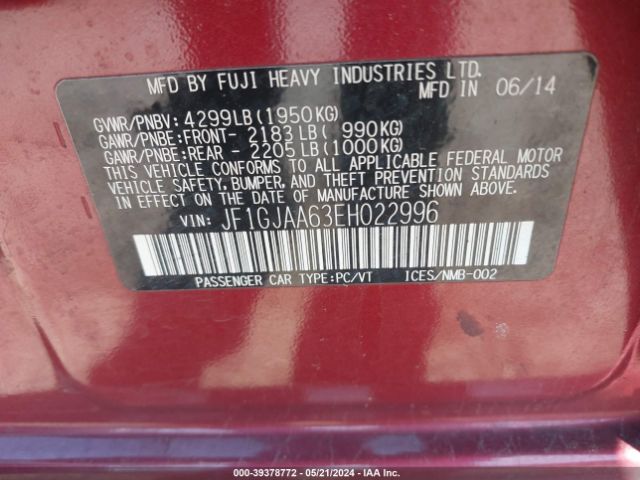 JF1GJAA63EH022996 Subaru Impreza 2.0i