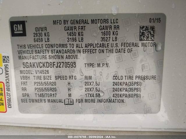 5GAKVCKD8FJ270593 Buick Enclave Premium