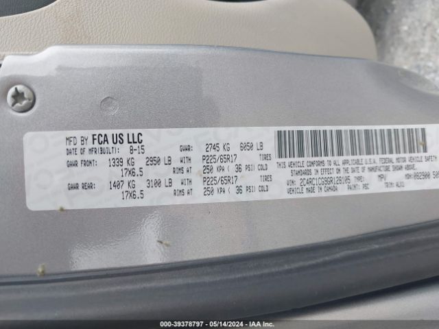 2C4RC1CG9GR128105 Chrysler Town & Country Touring-l Anniversary Edition