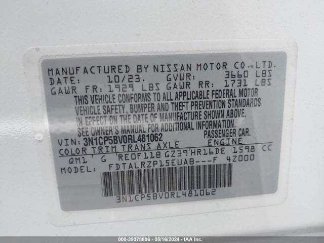 Nissan Kicks S Xtronic Cvt 2024 3N1CP5BV0RL481062 Image 9