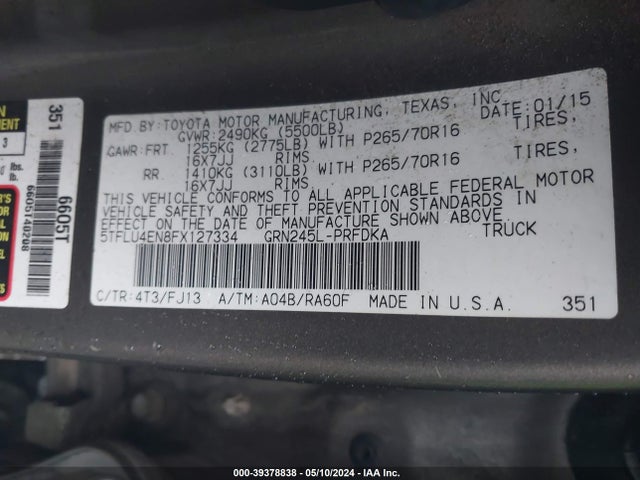 Toyota Tacoma Base V6 2015 5TFLU4EN8FX127334 Image 9