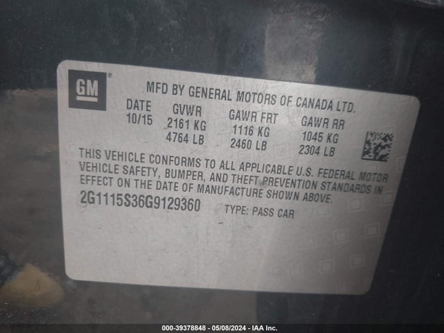 Chevrolet Impala 2lt 2016 2G1115S36G9129360 Image 9