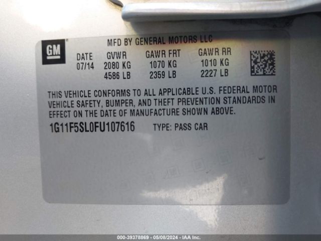 1G11F5SL0FU107616 Chevrolet Malibu 1lz