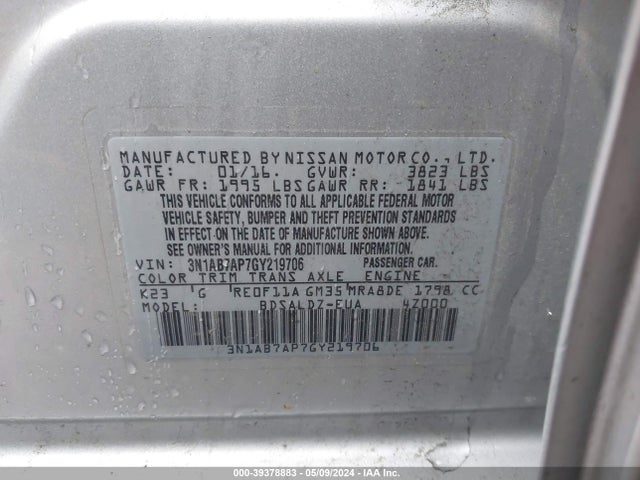 Nissan SENTRA SV 2016 3N1AB7AP7GY219706 Image 9