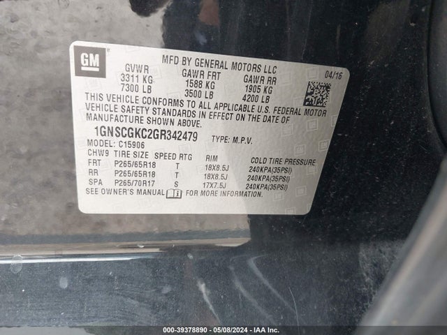 Chevrolet Suburban Ls 2016 1GNSCGKC2GR342479 Image 9
