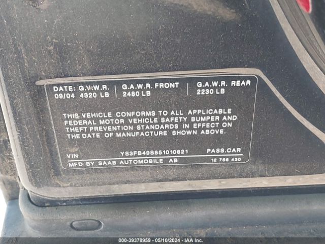 2005 SAAB 9-3 YS3FB49S851010821 Photo 8