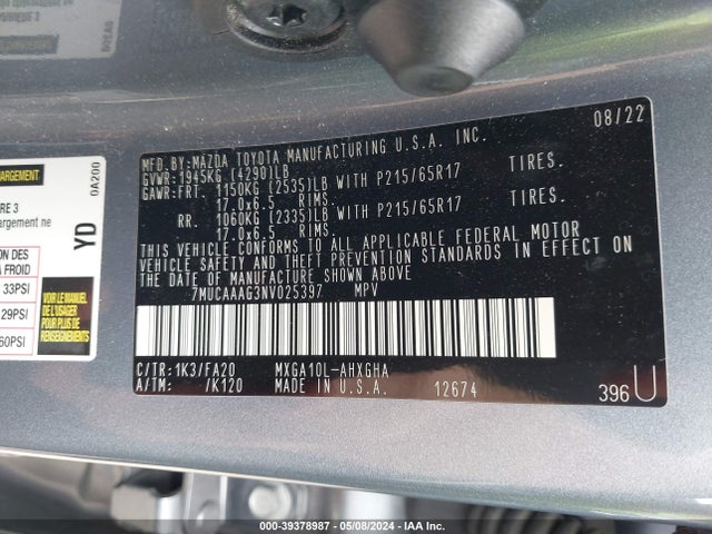 Toyota Corolla Cross Le 2022 7MUCAAAG3NV025397 Image 9