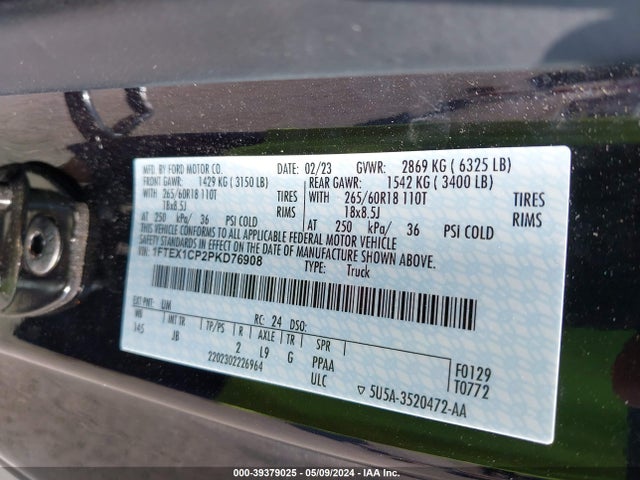 Ford F-150 Xl 2023 1FTEX1CP2PKD76908 Image 9
