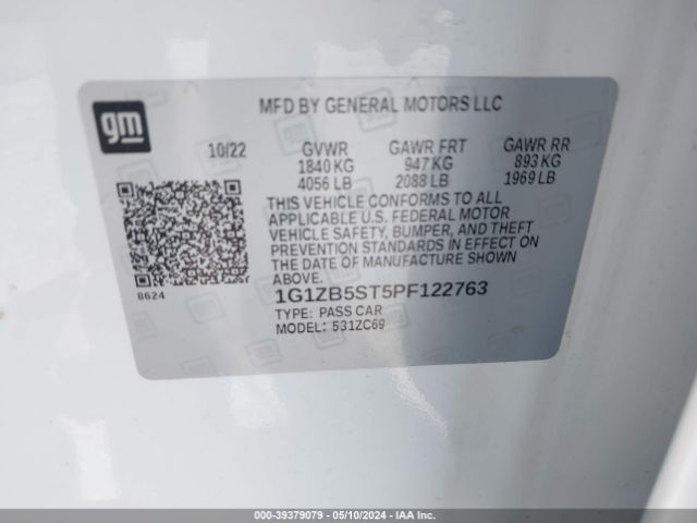 1G1ZB5ST5PF122763 Chevrolet Malibu Fwd Ls