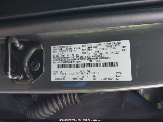 Ford F-150 Raptor 2018 1FTFW1RG5JFA14506 Image 9