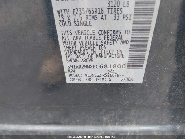 Nissan Pathfinder Sl 2014 5N1AR2MMXEC681806 Image 9