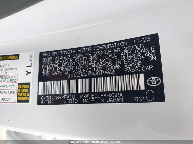 Toyota PRIUS XLE 2024 JTDACAAU7R3019966 Image 9
