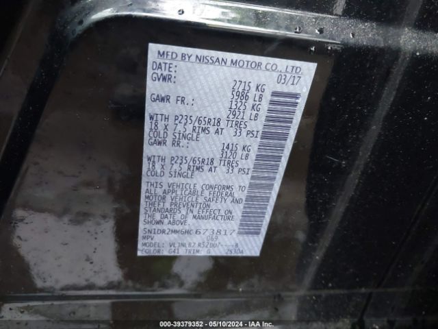 5N1DR2MM6HC673817 Nissan Pathfinder S