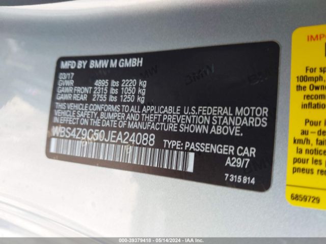 WBS4Z9C50JEA24088 BMW M4