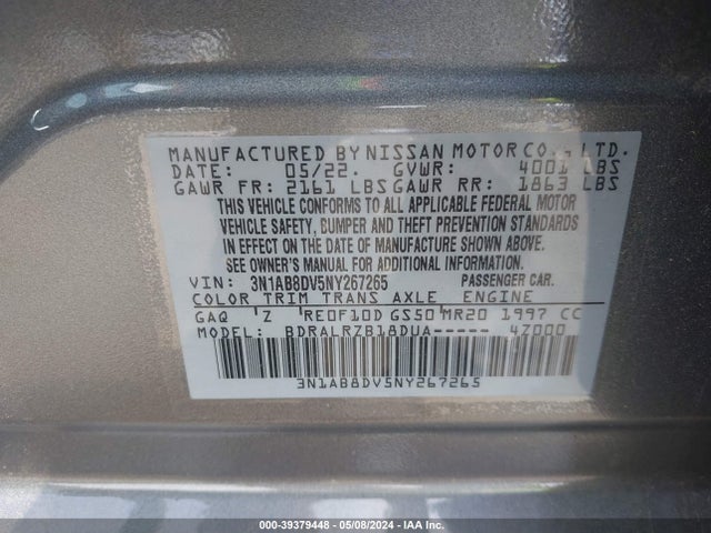 Nissan Sentra Sr Xtronic Cvt 2022 3N1AB8DV5NY267265 Image 9