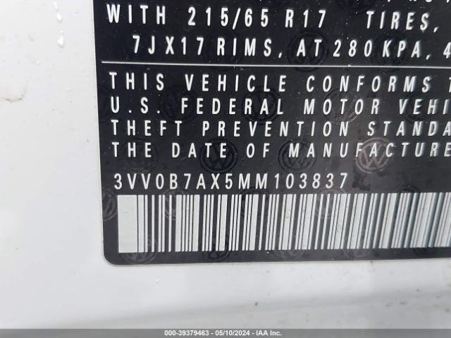 3VV0B7AX5MM103837 Volkswagen Tiguan 2.0t S