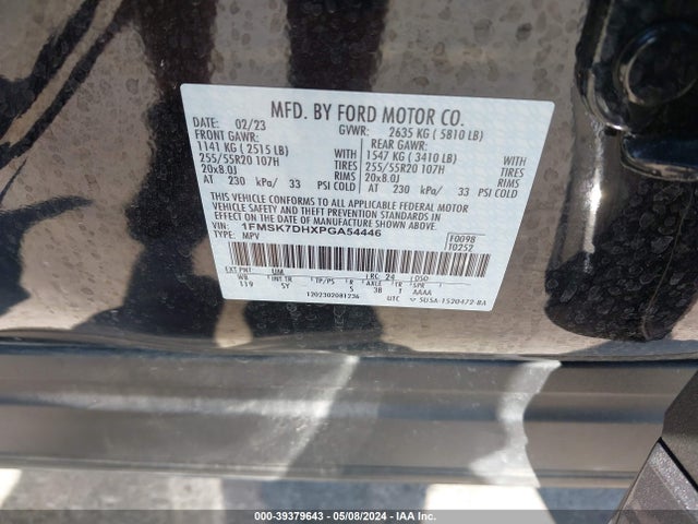 Ford EXPLORER XLT 2023 1FMSK7DHXPGA54446 Image 9