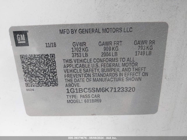 Chevrolet CRUZE LS 2019 1G1BC5SM6K7123320 Image 9