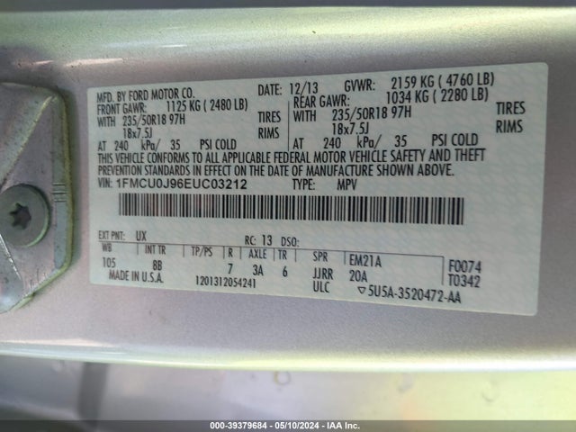 Ford Escape Titanium 2014 1FMCU0J96EUC03212 Image 9