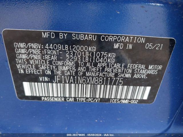 JF1VA1N6XM8811775 Subaru Wrx Limited