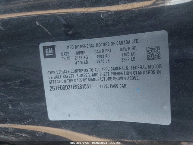Chevrolet Camaro 1lt 2015 2G1FD3D31F9281561 Image 9