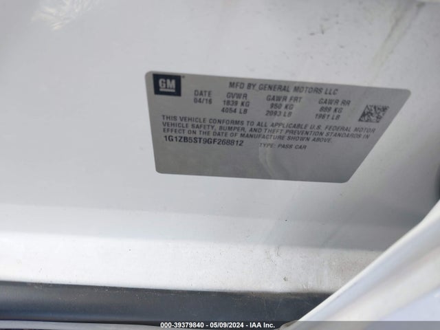 Chevrolet MALIBU LS 2016 1G1ZB5ST9GF268812 Image 9