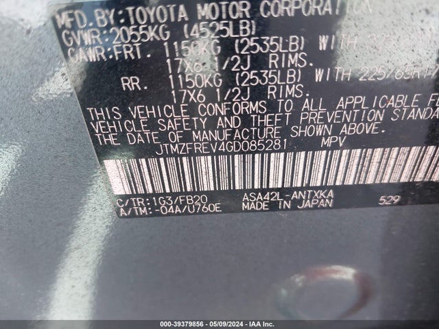Toyota RAV4 LE 2016 JTMZFREV4GD085281 Image 9