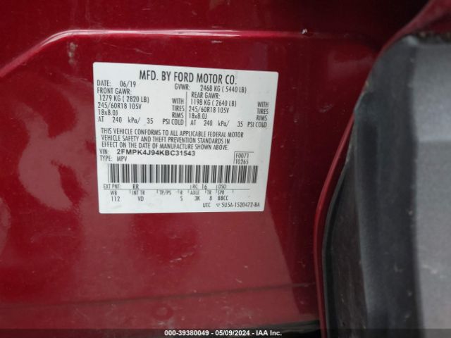 2019 FORD EDGE 2FMPK4J94KBC31543 Photo 8