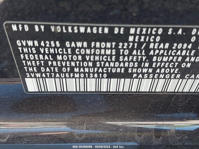 3VW4T7AU5FM013610 Volkswagen Golf Gti 2.0t Se 4-door