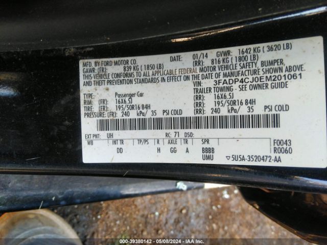 3FADP4CJ0EM201061 Ford Fiesta Titanium