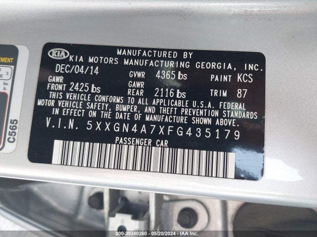 KIA OPTIMA EX 2015 5XXGN4A7XFG435179 Image 9