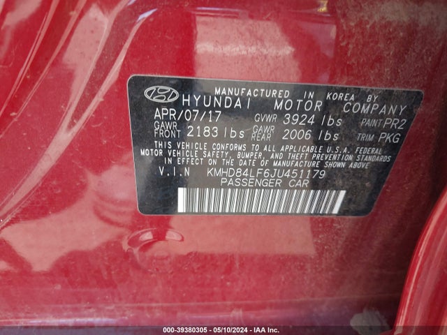 KMHD84LF6JU451179 Hyundai mpi nu