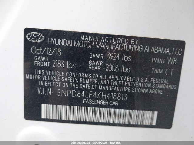 Hyundai Elantra Value Edition 2019 5NPD84LF4KH418813 Image 9