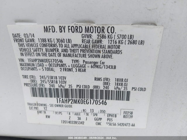 Ford Police Interceptor 2014 1FAHP2MK0EG170546 Image 9