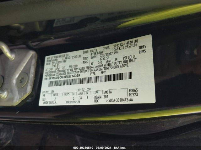 Ford ESCAPE SE 2014 1FMCU9G93EUB14029 Image 9
