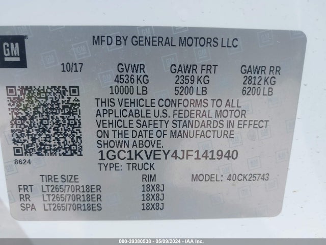 Chevrolet Silverado 2500hd Lt 2018 1GC1KVEY4JF141940 Image 9