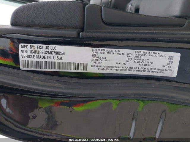 1C4RJFBG2MC790259 Jeep Grand Cherokee Limited X 4x4