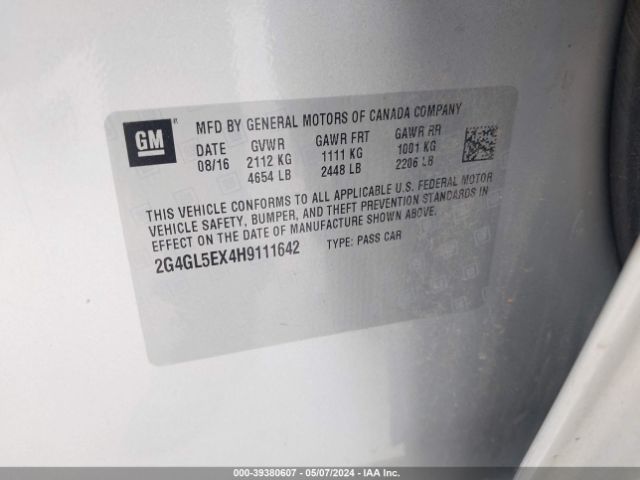 2G4GL5EX4H9111642 Buick Regal Turbo Sport Touring