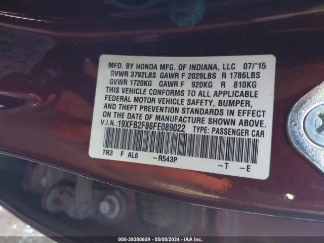 19XFB2F86FE089022 Honda CIVIC EX