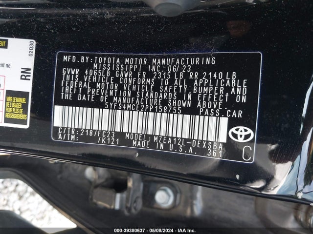Toyota COROLLA SE 2023 5YFS4MCE2PP158755 Image 9