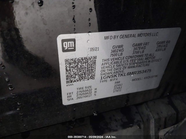 1GNSKTKL6MR353475 Chevrolet Tahoe 4wd High Country