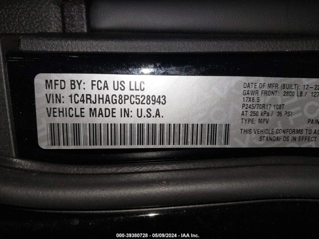 1C4RJHAG8PC528943 Jeep Grand Cherokee Laredo 4x4