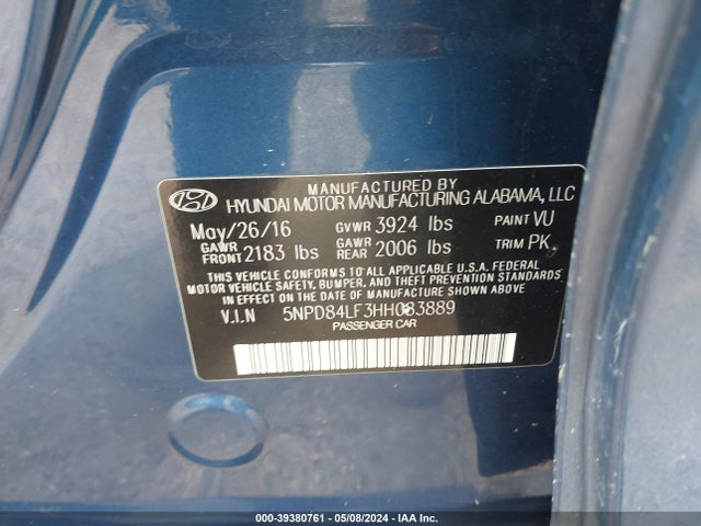 Hyundai ELANTRA SE 2017 5NPD84LF3HH083889 Image 9