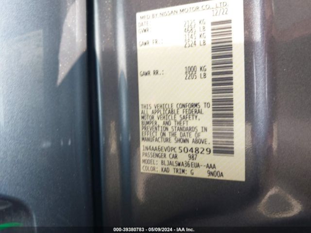 1N4AA6EV0PC504829 Nissan Maxima Sr Xtronic Cvt