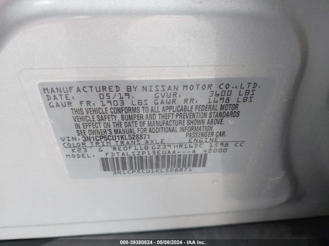 Nissan KICKS SV 2019 3N1CP5CU1KL528871 Image 9