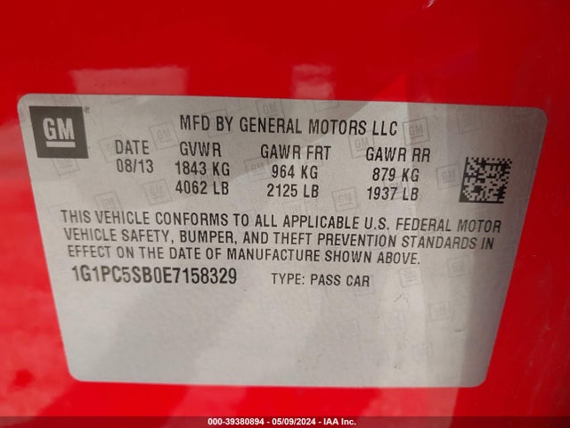 Chevrolet Cruze 1lt Auto 2014 1G1PC5SB0E7158329 Image 9